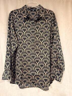 Karl Lagerfeld Paris Geometric Fan Print Button Down Shirt Size S